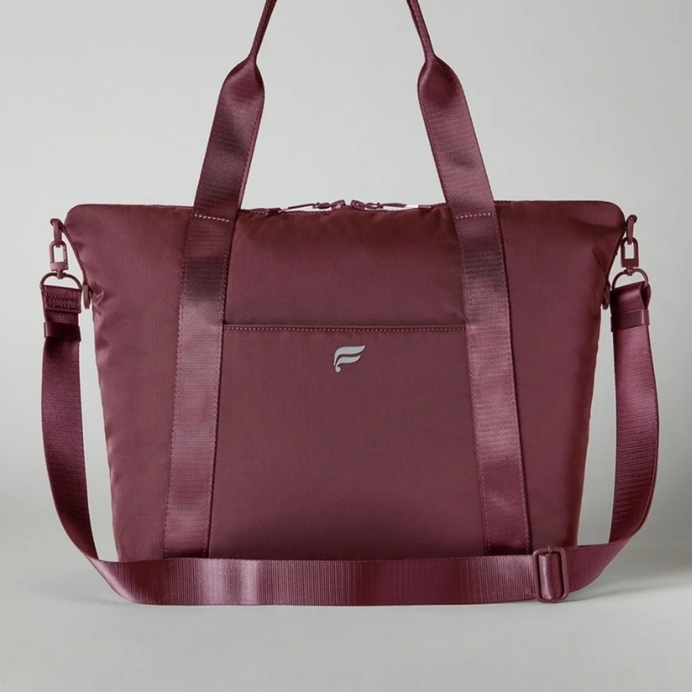Fabletics Burgundy Tote Bag with Adjustable Strap
